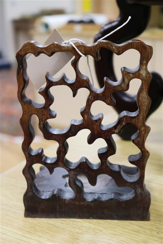 A pair of chinese carved hardwood stands and mixed Chinese ceramics etc